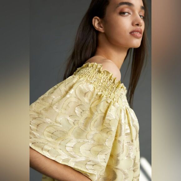 Anthropologie Delfi Collective Silk Metallic Blouse NWT - Picture 9 of 11